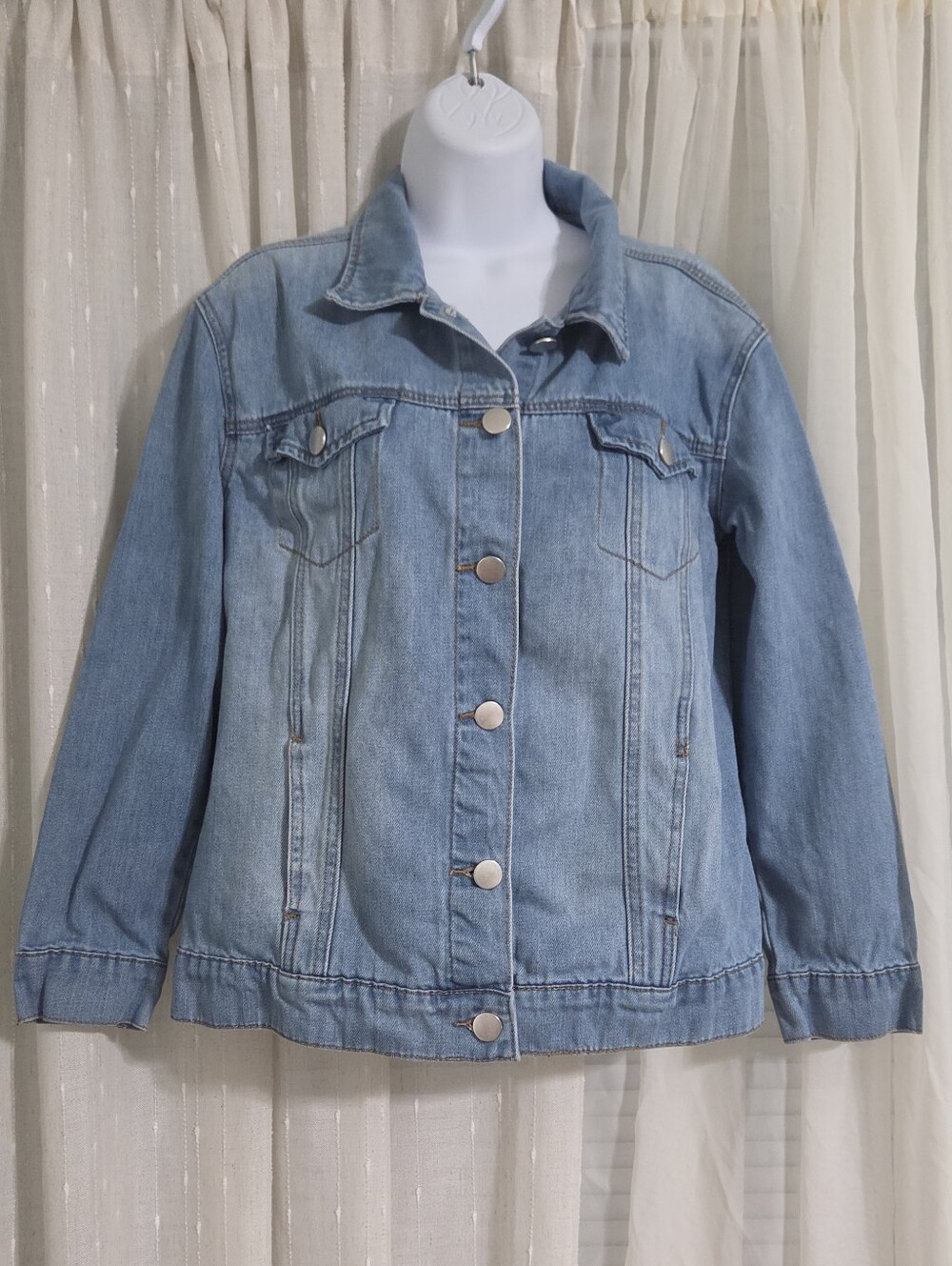 ASHLEY MASON Denim Ruffle Trim Jacket